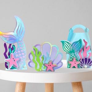 Scatola di caramelle sirena - File di taglio SVG personalizzabili per feste per bambini ed eventi a tema, facili da assemblare