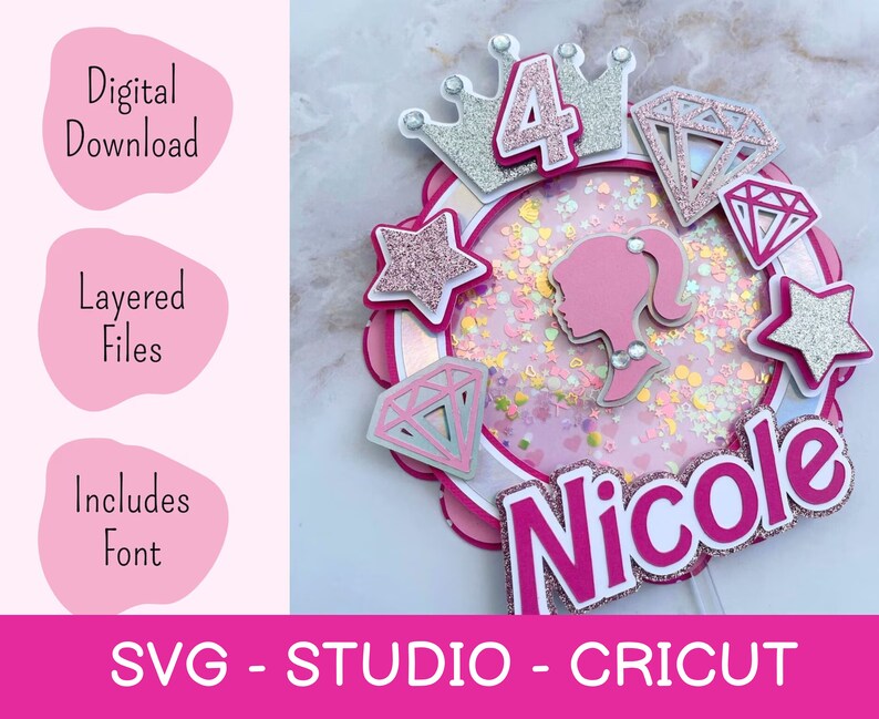 Pink Doll Cake Topper, American Doll Cake Topper, Birthday Girl Cake ...