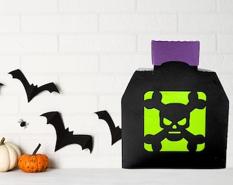Cut File Halloween Apothecary Bottle / Halloween Treat Box SVG / Apothecary Box / Halloween Favor Bag / Party Treats Template / Magic Poison