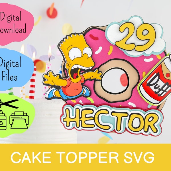 Bart Cake Topper SVG / Homer Donut Cake Topper SVG / Famille Simpson Cake Topper