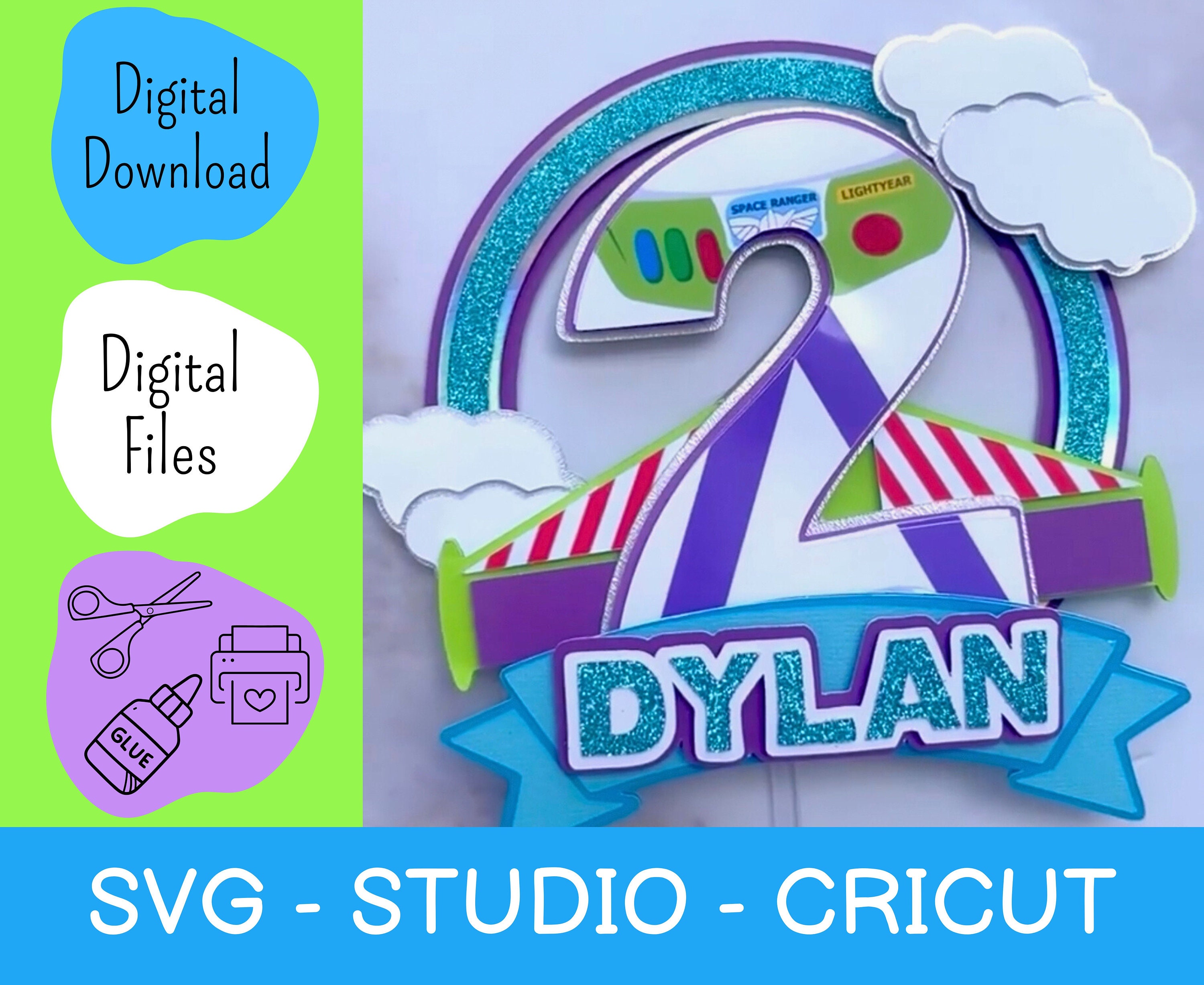 Number TWO Cake Topper Svg / Buzz Lightyear Cake Topper Svg/ Etsy Number TWO Cake Topper Svg / Buzz Lightyear Cake Topper Svg/ Etsy