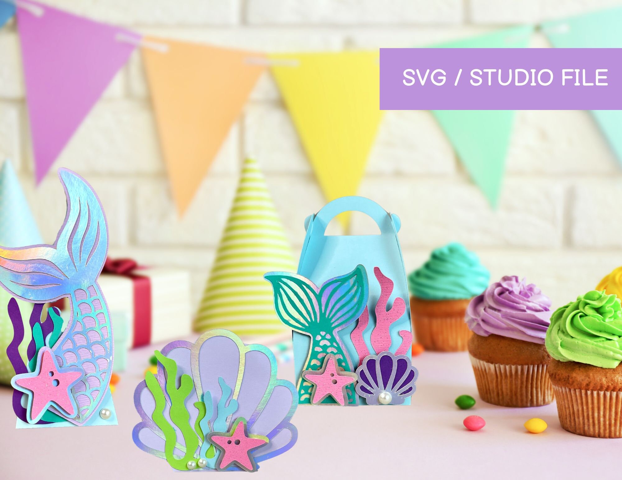 Mermaid Candy Box - Customizable SVG Cut Files for Kids’ Parties and ...