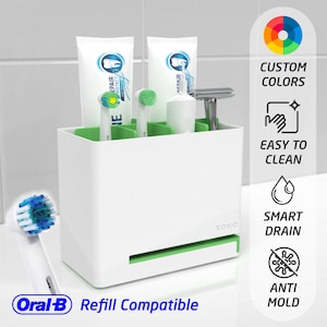 Large toothbrush holder, Oral B and Phillips Sonicare compatible toothbrush stand anti mould