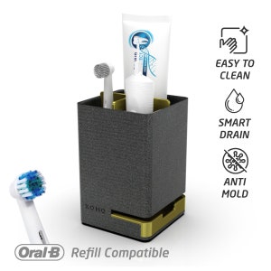 Uchwyt na szczoteczkę do zębów Oral B i Phillips Sonicare, odporny na pleśń, kompaktowy uchwyt na szczoteczkę premium, czarny stojak na szczoteczkę