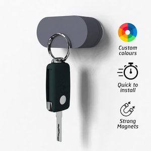 Small magnetic key holder for up to 2 key sets • Wall mounted Key holder • Custom colours • Housewarming gift for new home