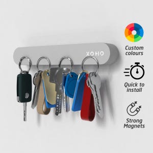 Grote magnetische sleutelhouder voor maximaal 5 sleutelsets • sleutelhouder aan de muur • Aangepaste kleuren • Housewarmingcadeau voor nieuwe woning