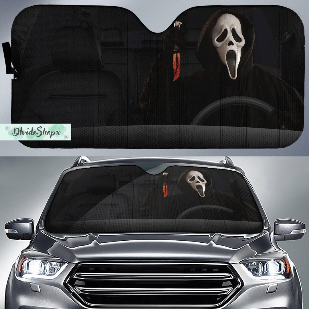 Ghostface Car Sun Shade Ghostface Auto Sunshade Scream Movie Etsy