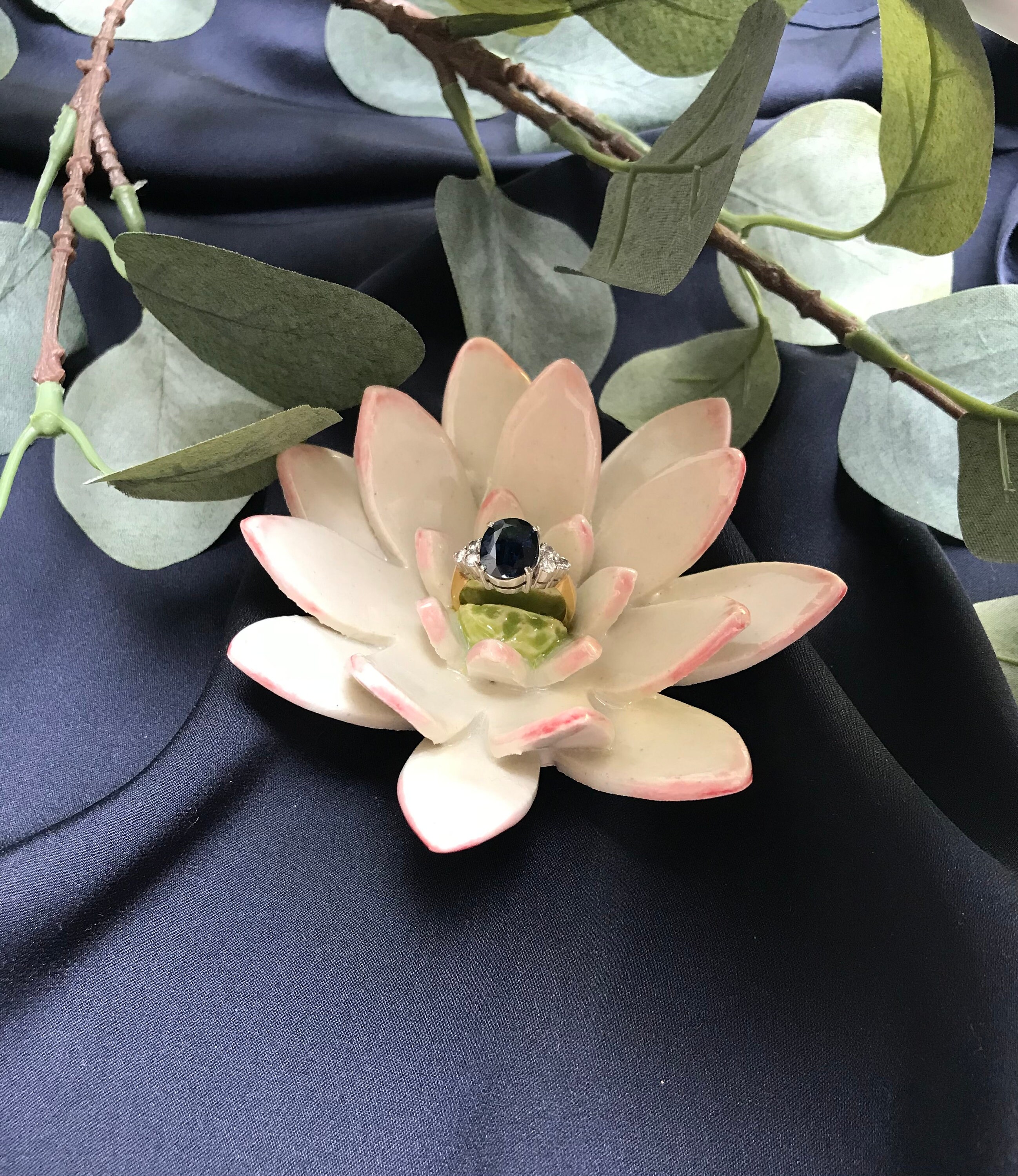 Lotus Flower Cross Jewelry Dish