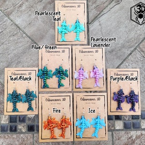 Dragon Fidget Earrings, 3D Printed Fidget Earrings, Dragon Fantasy Jewelry, Hypoallergenic Plastic Dangle Earrings, Orb Weaver 3D, wyvern