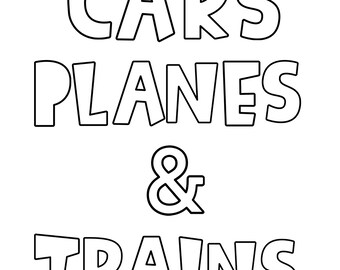 Cars Planes and Trains Coloring Sheets
