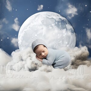 Moon Newborn Photography Digital Backdrop: Dreamy Cloudscape (Digital Download)