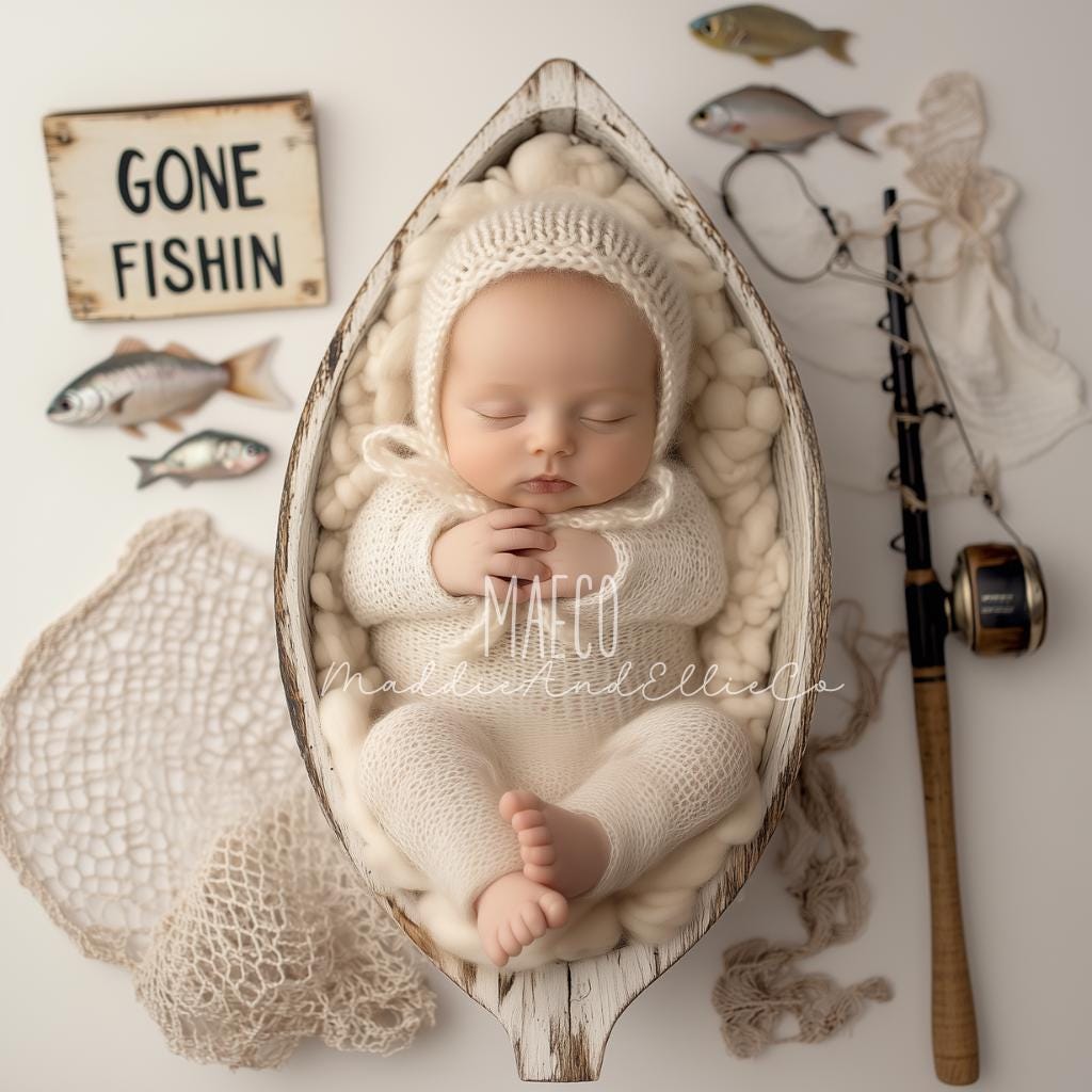 Gone Fishing Newborn Digital Backdrop: Boat Composite (Digital Download)