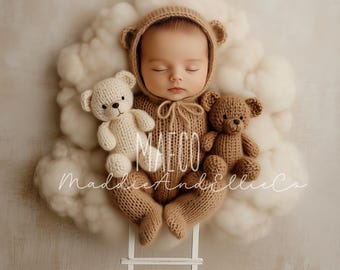 Teddy Bear Newborn Digital Backdrop: Photography Prop (Digital Download)