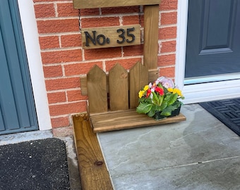 Wooden front door sign