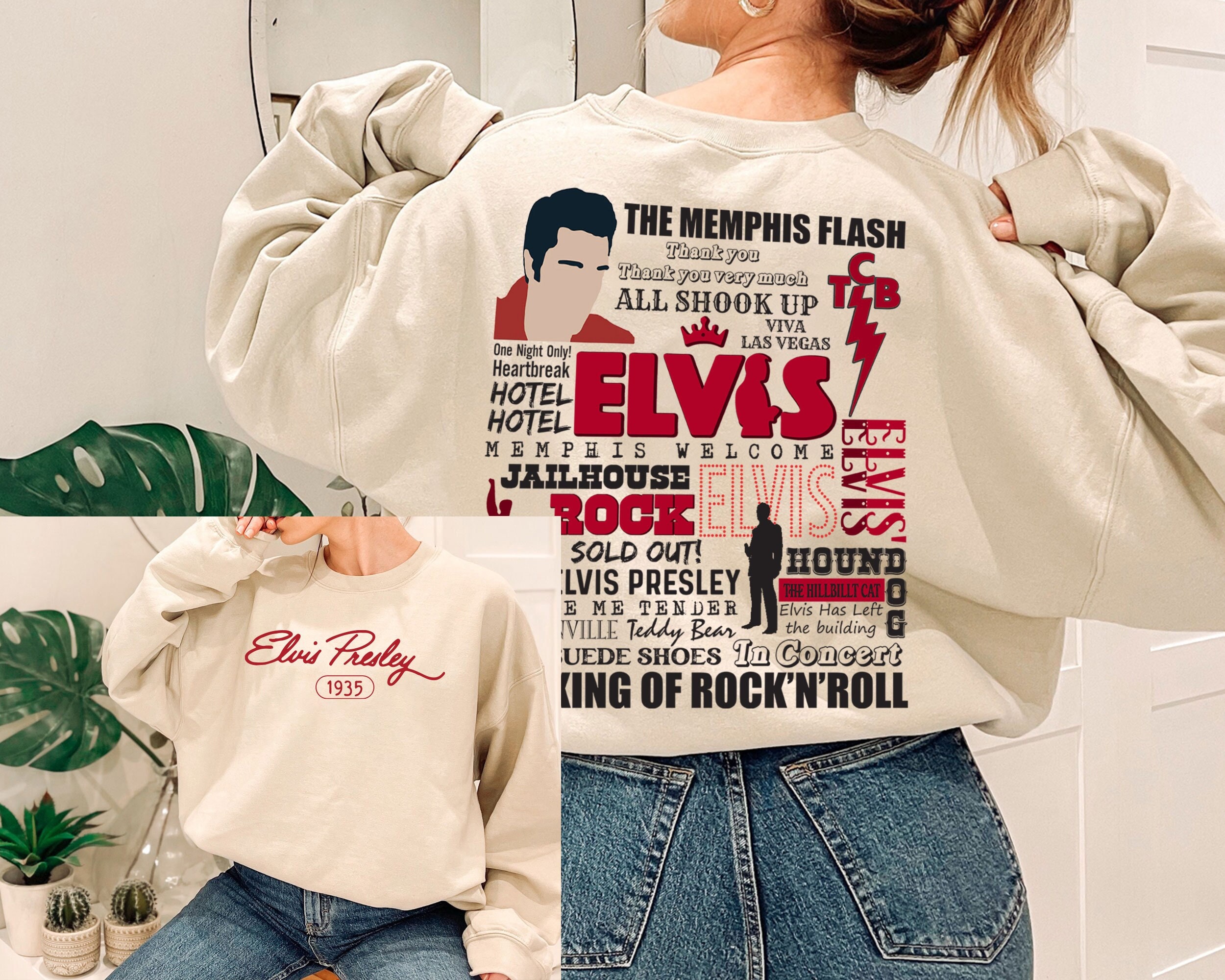 Vintage Elvis King Of Rock Crewneck Elvis Presley Elvis Gift Elvis Lyrics  Elvis Movie Jailhouse Rock