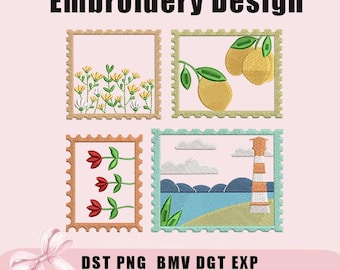 Summer Embroidery Design, Summer Postcard Embroidery Design, Salty Vibes Stamps, Summer Vacation Embroidery Design, Embroidery Design