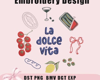 La Dolce Vita Machine Embroidery Design,Italian Market Embroidery Design, Botanical Cottagecore Embroidery Design, Embroidery Design