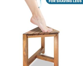 Shower Stool for Shaving Legs 12 in, Small Corner Bathroom Stool for Inside Shower, Bath Seat, Spa Foot Rest Shaving Stool, Small Bench