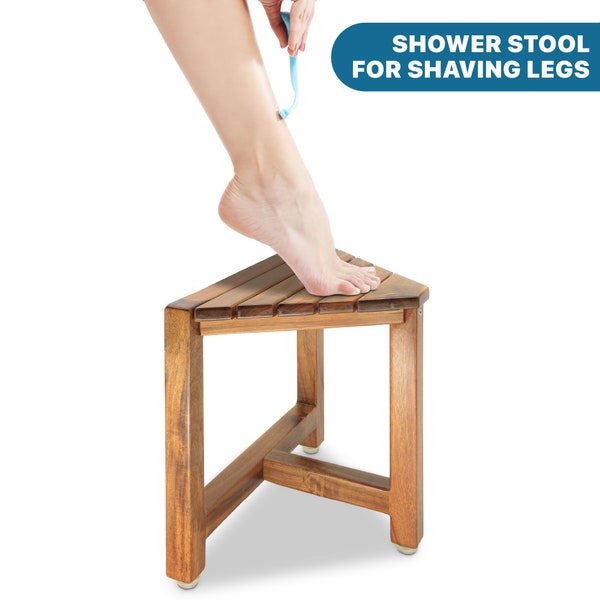 Shower Stool for Shaving Legs 12 in, Small Corner Bathroom Stool for Inside Shower, Bath Seat, Spa Foot Rest Shaving Stool, Small Bench