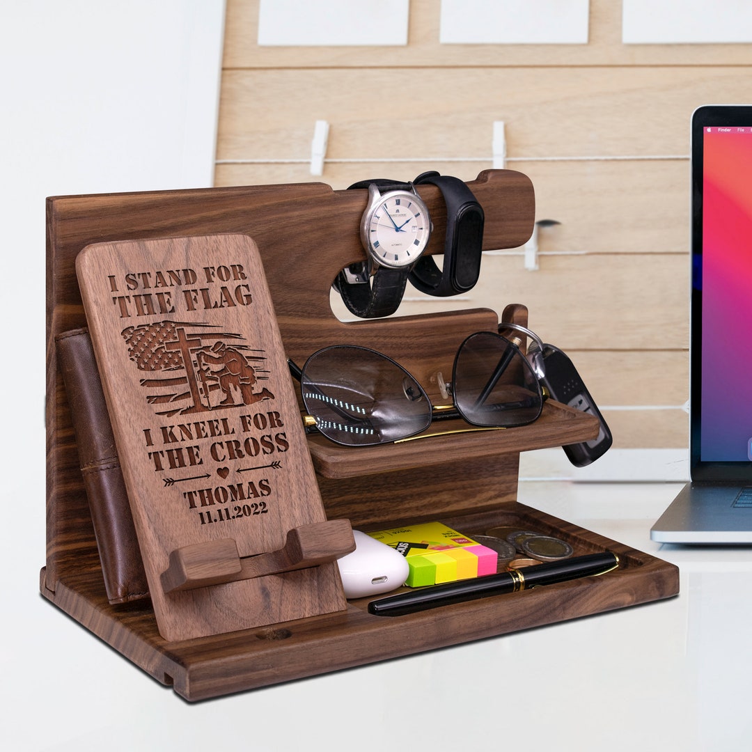 personalized-desk-nightstand-organizer-for-us-army-walnut-docking