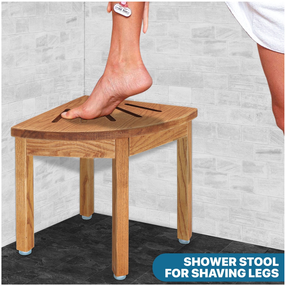 Shower Stool for Shaving Legs 12 In, Small Corner Bathroom Stool for