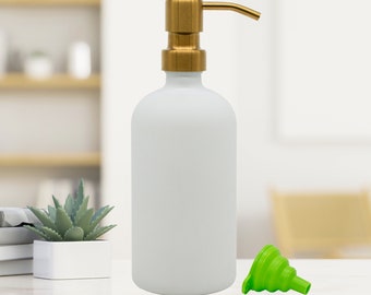 Refillable Glass Soap Dispenser - Durable Rustproof Stainless Steel Pump -  Suitable for All Types of Soap - Enhance The Space of The House