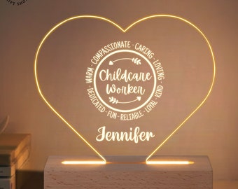 Table Lamp for Childcare Worker Gifts, Baby Sitter Gifts. Custom Name Light Lamp Gift for Baby Take Carer Birthday Anniversary Housewarming