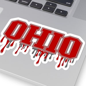 Ohio, Sticker, Bleed Scarlet and Gray, Kiss-Cut, Cool background design with multiple colors. Bucks, Ohio State, OSU, Buckeyes