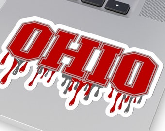Ohio, Sticker, Bleed Scarlet and Gray, Kiss-Cut, Cool background design with multiple colors. Bucks, Ohio State, OSU, Buckeyes