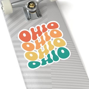 Ohio Retro Sticker, Kiss-Cut Stickers, Cool background design with multiple colors. OSU, Ohio State, Football, Basketball