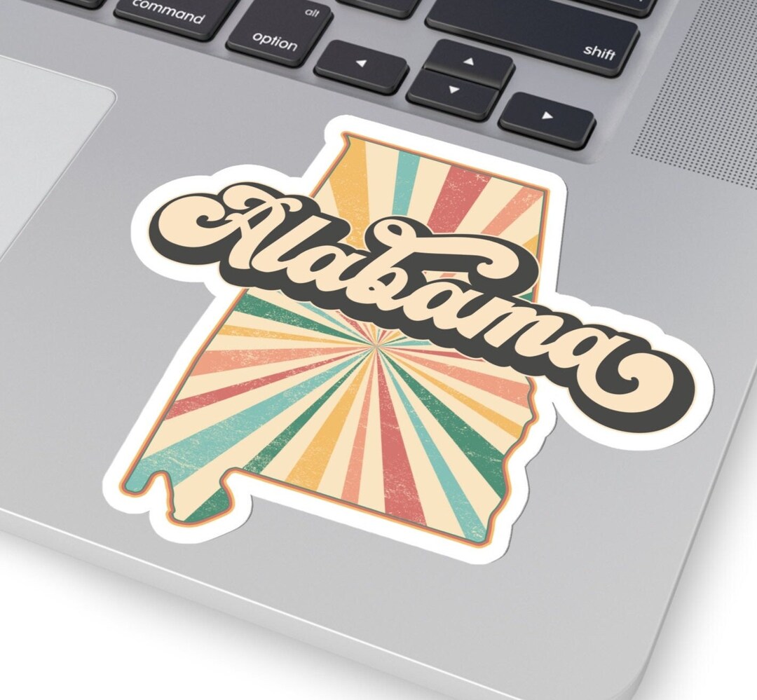 State of Alabama, Retro Sticker, Kiss-cut Stickers, Cool Background ...