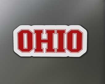 Signo de Ohio, O-H-I-O, Imán, Refrigerador, Imanes troquelados, Orgulloso de ser de Ohio, Excelente para el fútbol, el baloncesto y todos los fanáticos del deporte.