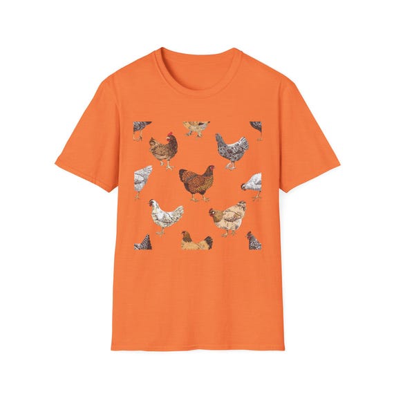 Charming Chicken Print T-Shirt - Fun Farm Animal Tee for Casual Wear, Gifts for Chicken Lovers, Cute Farmhouse Style, Happy Hen Shirt,