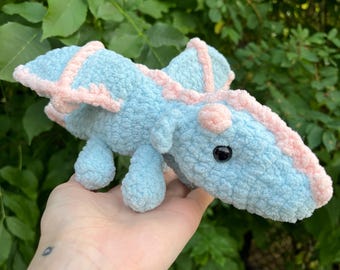 Crochet Dragon Plushie - Small Blue & Pink Amigurumi Toy