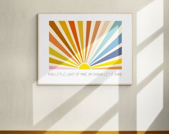 Stampa artistica per bambini cristiani: Boho Sun, 'This Little Light' (download digitale)
