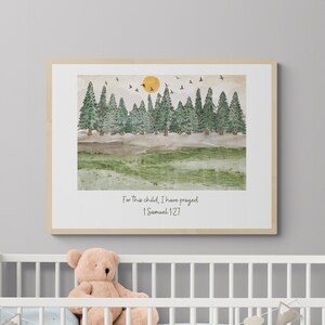 For this child, I have prayed • 1 Samuel 1:27 • Christian nursery art • Bible verse • printable art • digital download • woodland collection