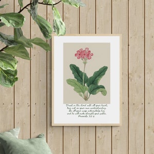 Christian art • Trust in the Lord with all your heart • Proverbs • printable • digital download • Bible verse • floral collection • nursery