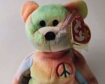 Rainbow Peace Bear Beanie Baby