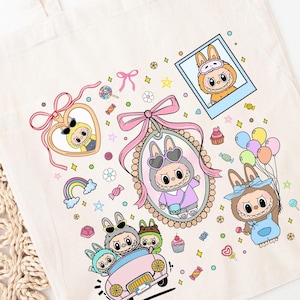 Funny Labubu Tote Bag, Monster Labubu Bag, Birthday Gift Bag, Labubu Dolls Bag, Girls Tote Bag, Tote Bag Gift, Labubu Birthday Gift