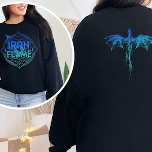 Iron Flame Sweatshirt, Fourth Wing Hoodie, Dragon 2 Sided Hoodie, Onyx Storm Wear, Woman Dragon Gift, Bookish Sweatshirt, Dragon Sweatshirt