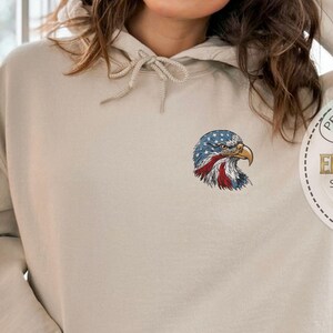 Embroidery USA Eagle Sweatshirt, July 4th Sweatshirt, Bald Eagle Hoodie, American Eagle Hoodie, Patriotic Sweatshirt, Freedom Hoodie