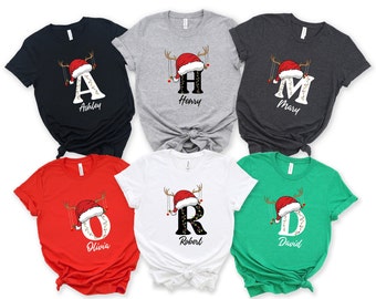 Custom Christmas Shirt, Personalized Xmas Tee, Xmas Name Shirt, Initial Letter Tee, Birthday Age Tee, Xmas Tank Top, Christmas Kids Gift