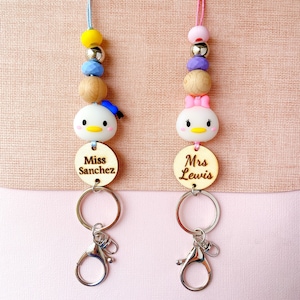 Donald Duck and Daisy Duck Inspired Personalized Name Teacher Lanyard, Office ID Lanyard, Key Lanyard, Gift for Teacher