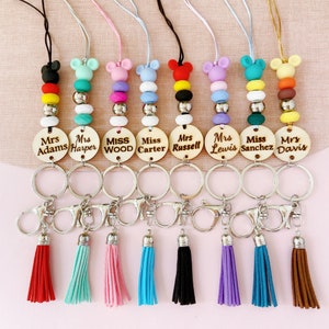 Personalized Teacher Lanyard: Cartoon Mouse Name Tag, Adjustable Length