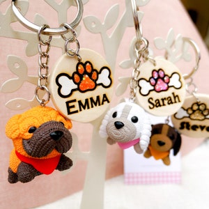 Personalized Name Puppy Charm Name Keyring / Custom Name Dog Keychain / Custom Made Name Keyring / Gifts