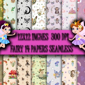 14 papiers numériques Fairy Girls, jolies petites filles de fées, motifs imprimables de jolies fées, papier de scrapbooking - projets fantastiques uniques