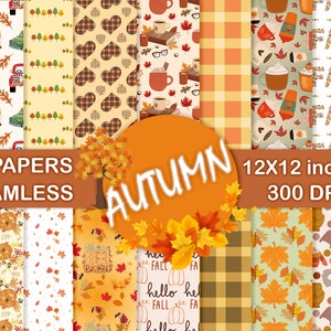 Autumn Digital Paper, Fall Backgrounds, Thanksgiving Paper, Printable Digital Paper, Maximum quality 12x12, Scrapbooking Printable Designs