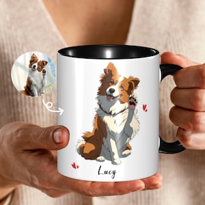Custom Cartoon Pet Portrait Mug, Personalized Cartoon Pet Mug, Pet Lover Gift, Gift for Dog & Cat Lovers, Pet Memorial Mug, Unique Pet Gift