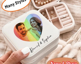 Custom Name Jewelry Box, Photo Jewelry Case, Personalized Wedding Jewelry Box, Bride Jewelry Case, Travel Jewelry Box, Wedding Gift