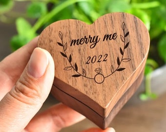 Wooden Ring Box with Custom Name, Personalized Engagement Ring Box, Custom Wedding Ring Box, Engrave Ring Box with Text, Anniversary Gift